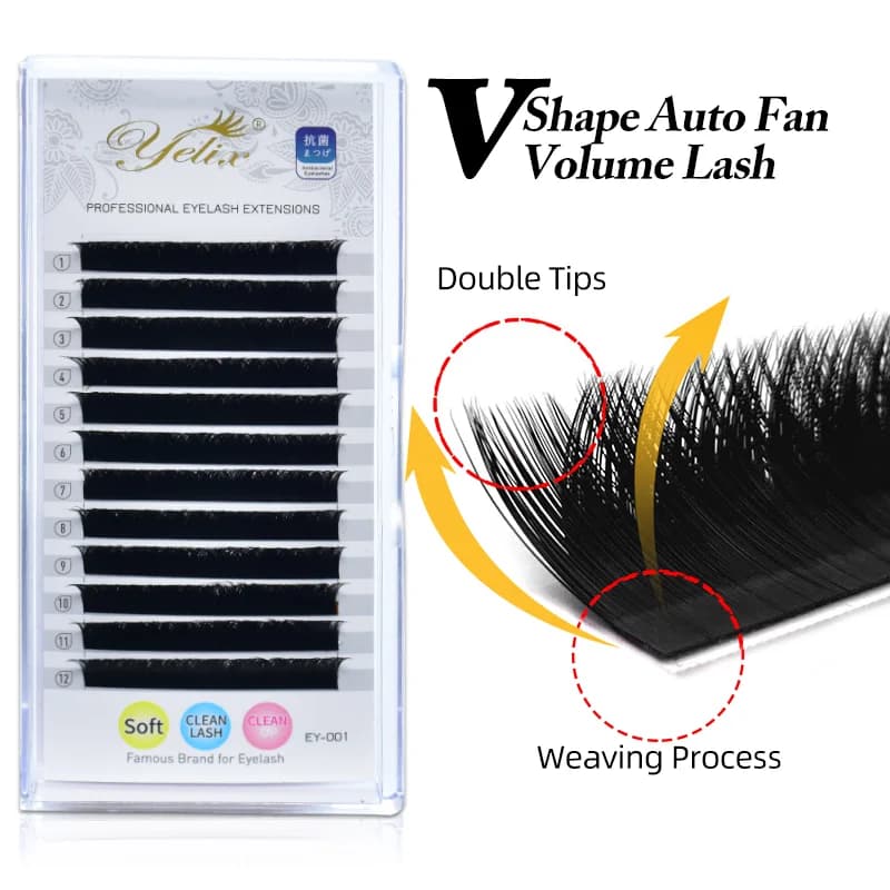 Премиум индивидуальные ресницы V Shape Auto-Fan