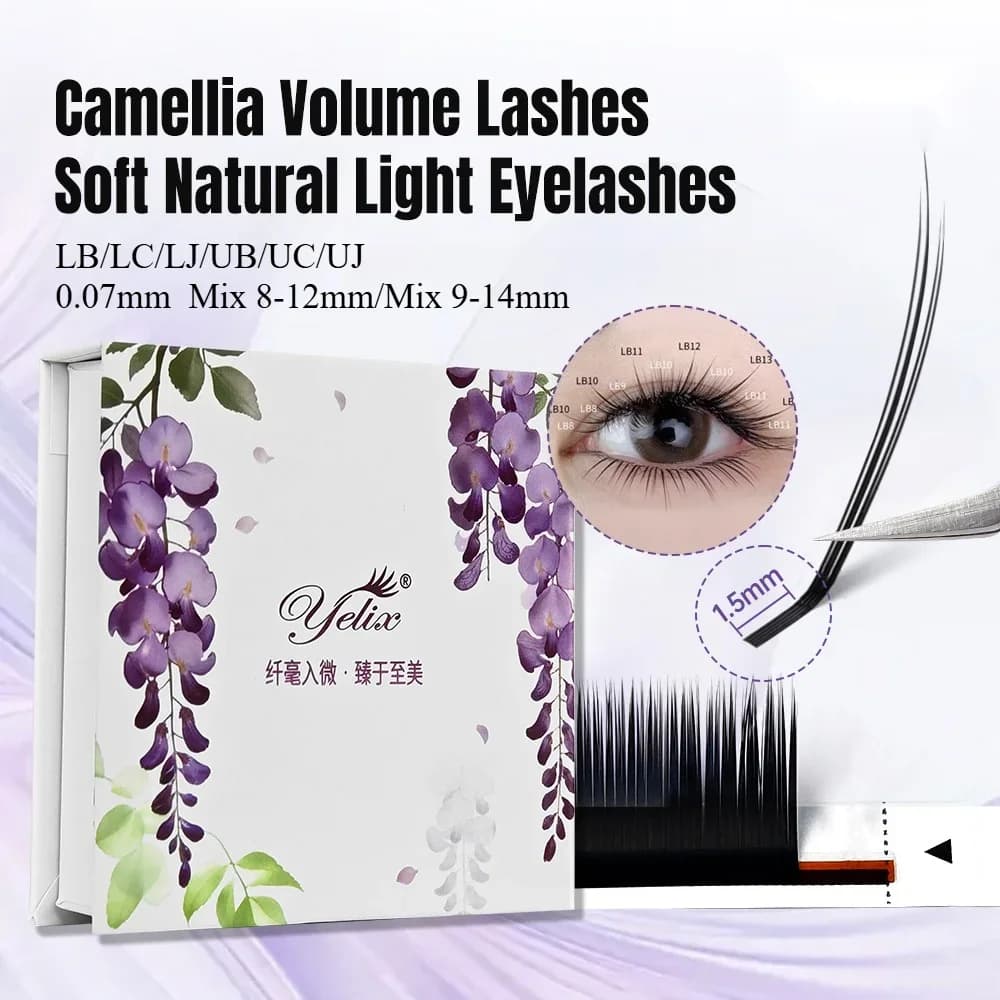 Объемные ресницы Camellia с коротким корнем и подкруткой вверх