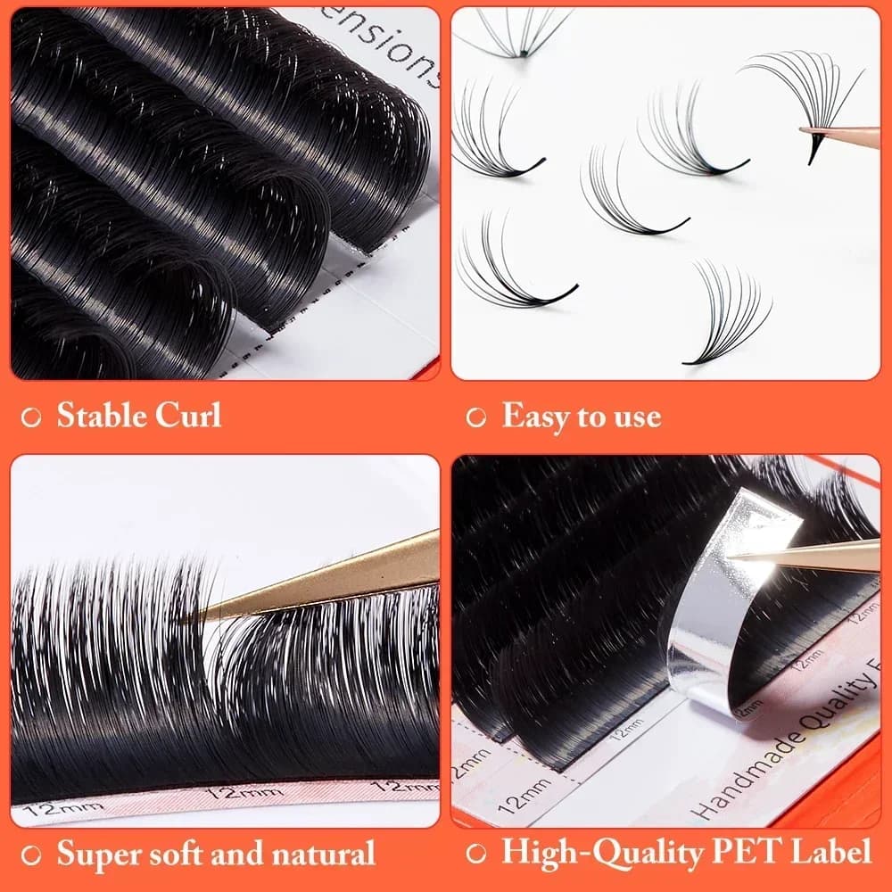 Сверхматовые ресницы Mega Volume D Curl Easy Fan 8-15mm