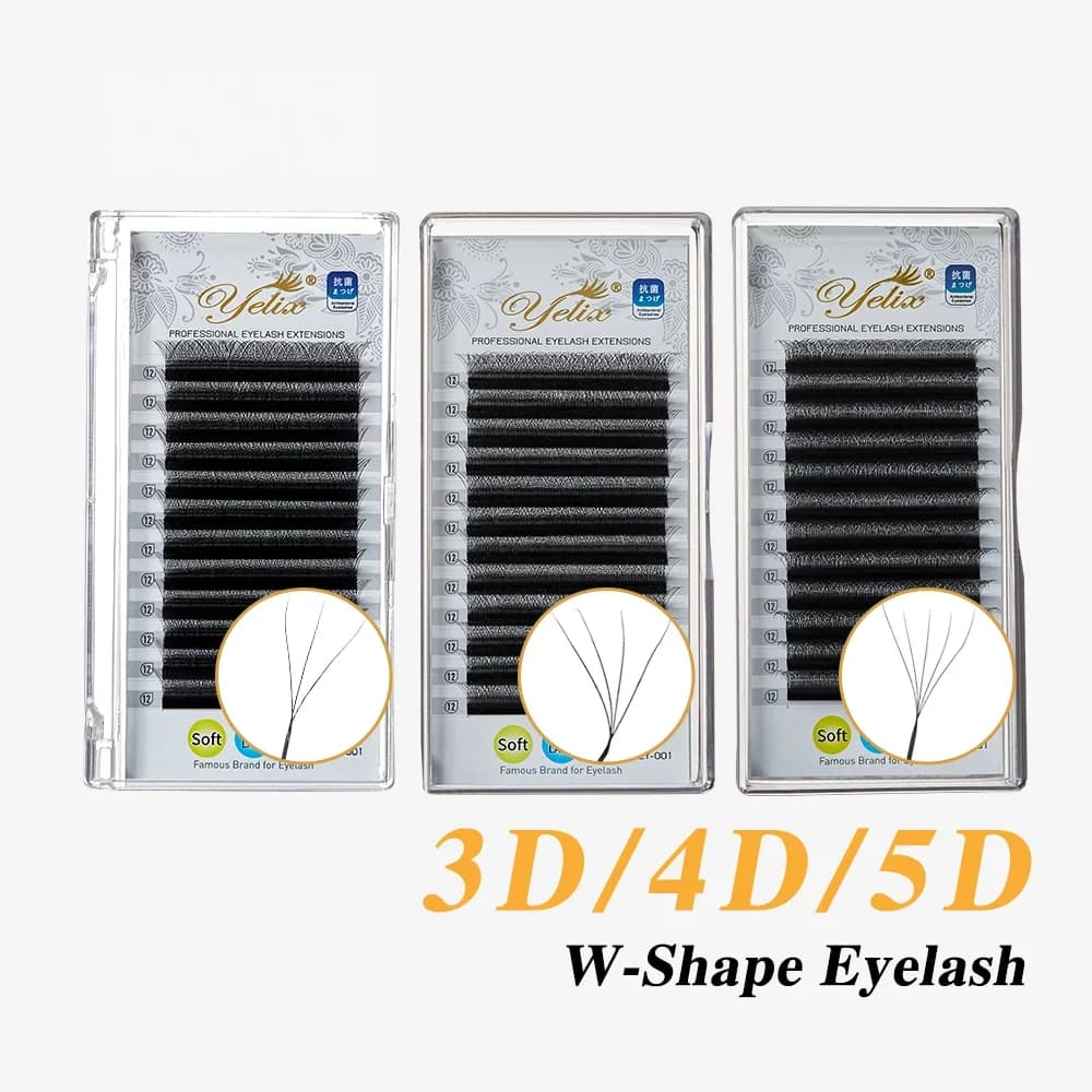 Готовые объемные ресницы YY и W-образные 3D/4D/5D