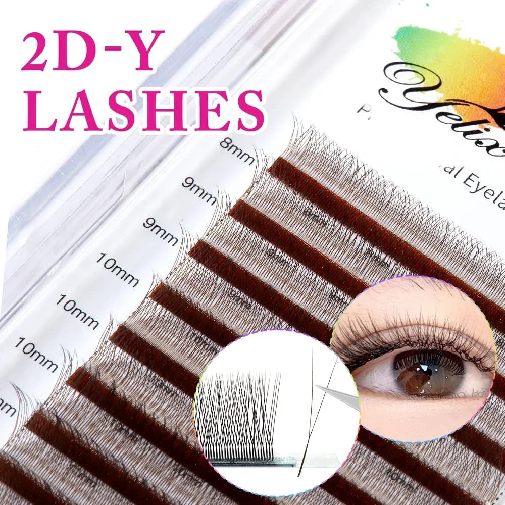 Премиальные ресницы Dark Brown 2D Y-образные автовеер