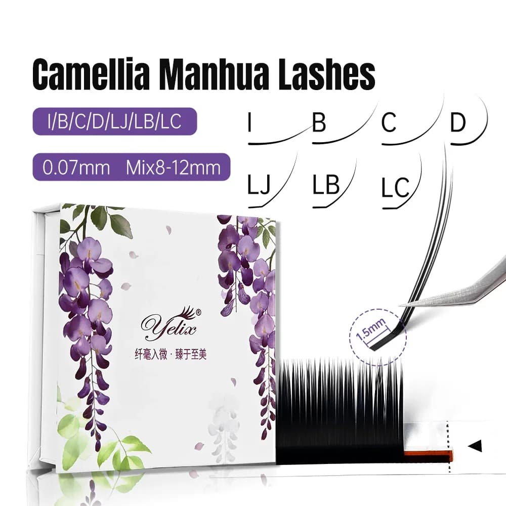 Наращивание ресниц Camellia с коротким корнем, натуральный эффект