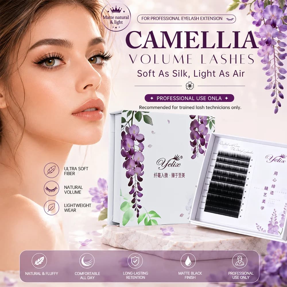 Объемное наращивание ресниц Camellia, мягкий натуральный эффект